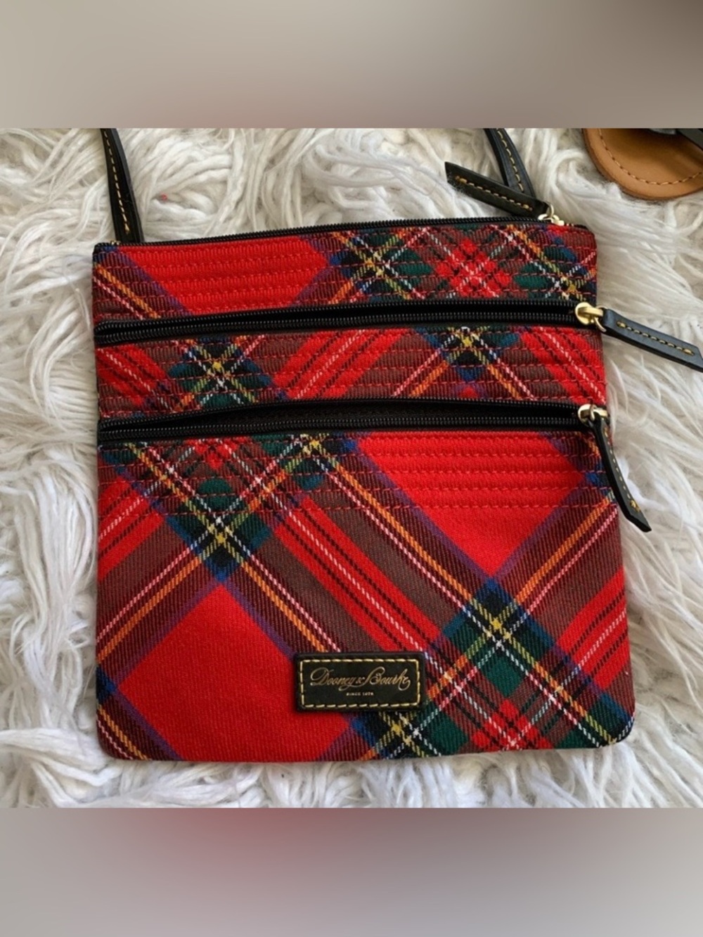 Dooney & Bourke Red Tartan Crossbody with Black Trim
